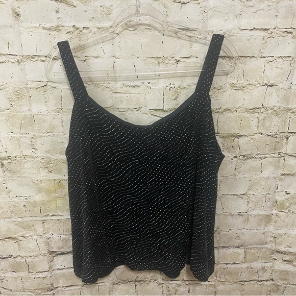 2 Piece Alex Evenings Black Sparkle Open Front Jacket Tank Top Party Holiday - Picture 4 of 7
